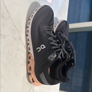 On Running Black and Pink Athletic Shoes